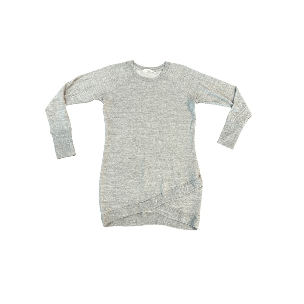 Athleta Gray Modal French Terry Sweatshirt Tunic Dress Thumbholes MP Petite